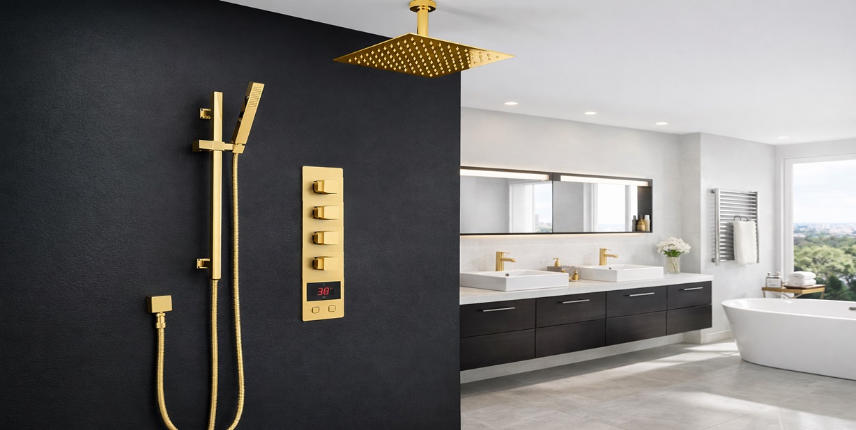 Luxury shower set with multiple thermostatic valves
